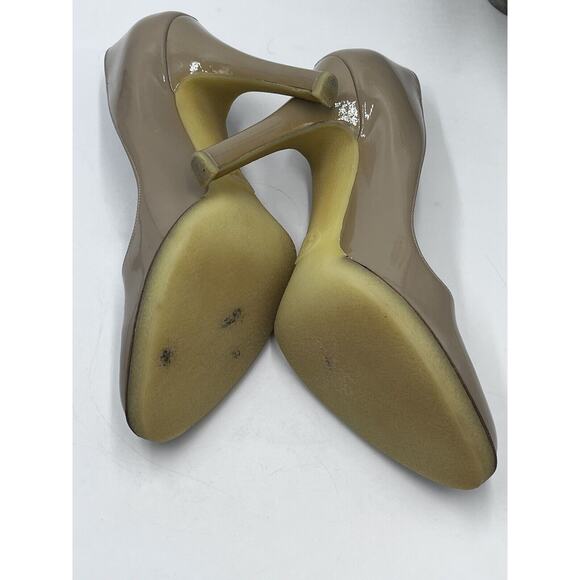 Gucci Beige Nude Vernice Diamond Nude Patent Leather Heels Pumps Rubber US Sz 9 - Picture 10 of 16
